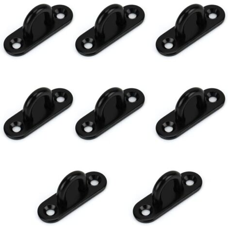 (Lot de 8) Plaque Oeillet Acier Inoxydable M5 - Oblong Crochet Métal Forme U Montage Mural et Plafond 50 x 15 mm - Crochet de Fixation Capacité 40 kg pour Suspensions