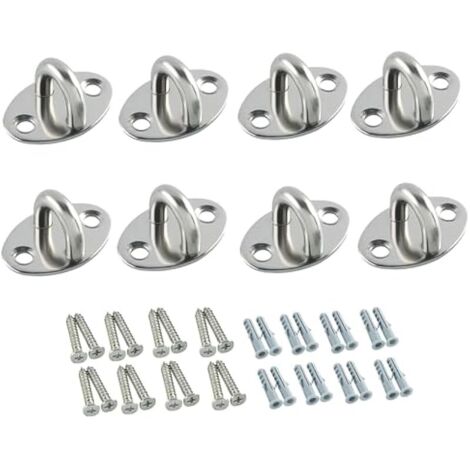 Lot de 8 Plaque Oeillet Durables, Crochet Plafond Charge Lourde 4 CM, Crochets de Plafond de Balcon, Crochets Muraux, Adaptés pour Accrocher des Plantes, Cages à Oiseaux et Objets, Argent