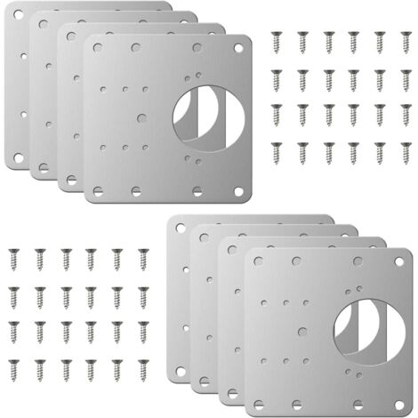 Lot de 8 plaques de réparation de charnière, kit de réparation de charnière pour armoires de cuisine, kit de plaque de montage de charnière de porte en acier inoxydable