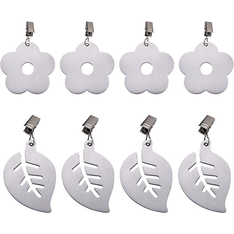 Lot de 8 Poids de Nappe en Acier Inoxydable, Design en Forme du Fleur, Couleur Argent Fei Yu