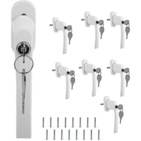 Lot de 8 poignées de fenêtre verrouillables en aluminium - Sécurité enfant - Avec serrure de 35 mm de longueur de goupille - Blanc