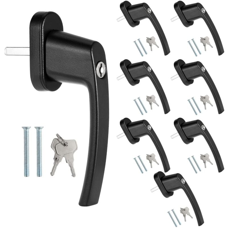 Beijiyi - Lot de 8 poignées de fenêtre verrouillables en aluminium - Sécurité enfant - Avec serrure de longueur de tige de 35 mm - Noir