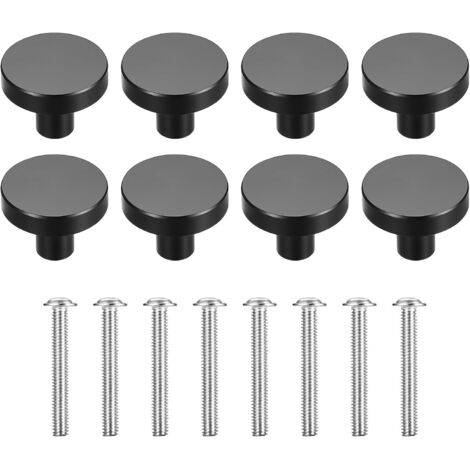 Lot de 8 Poignées de Meubles Rondes, Boutons de Tiroir, Poignées d'Armoire, Poignées de Porte, pour Armoire, Cuisine, Commodes, Poignées de Tiroir - Noir