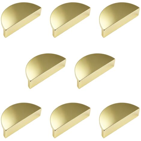 Lot de 8 poignées de tiroir en forme de demi-lune en alliage d'aluminium - Boutons de porte décoratifs en forme de demi-cercle (doré)