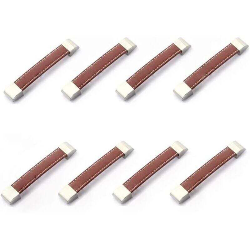 Lot de 8 poignées de tiroir ou d'armoire en métal et cuir-AMaison & Cuisine › Ameublement & Décoration › Décoration d'intérieur › Décorations de