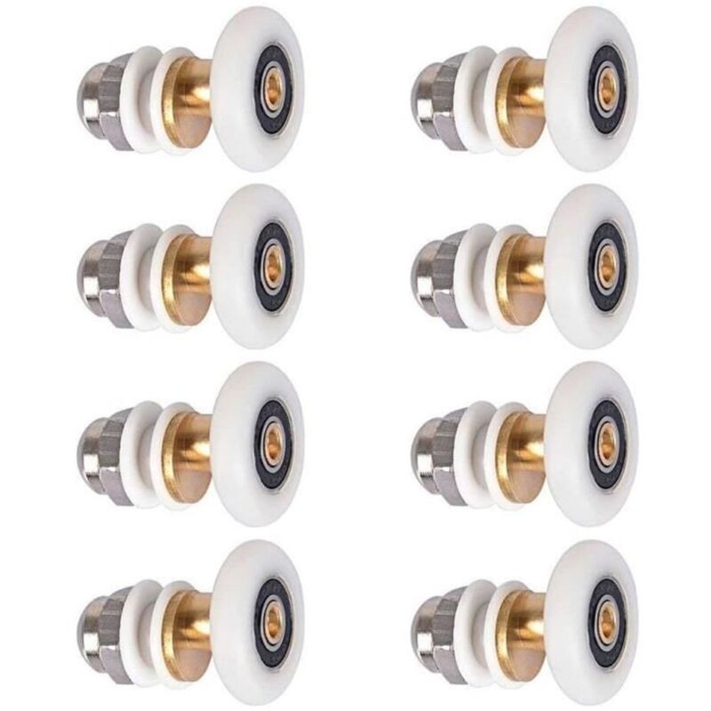 Lot de 8 porte de Douche - Rouleau Roulette Roue pour Porte de Douche Roulettes Coulissantes Porte, 23mm de diametre