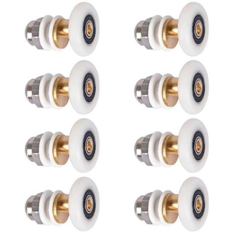 Lot de 8 porte de Douche - Rouleau Roulette Roue pour Porte de Douche Roulettes Coulissantes Porte, 23mm de diametre