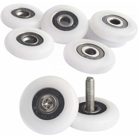 Lot de 8 poulies de douche - Roulettes de porte de douche - 25 mm - Roulettes de cabine de douche