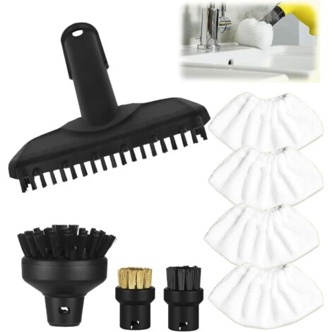 Lot de 8 pour compatible Karcher SC1 SC3 SC5 SC4 SC2 Accessoires de buse manuelle 2.884-280.0, brosse de nettoyage, brosse ronde, chiffon en fibre, pièces de rechange