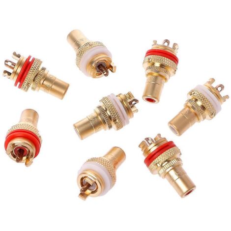 Lot de 8 prises RCA Hi-Fi rouge et blanche, châssis de haute qualité, connecteurs femelles CMC.
