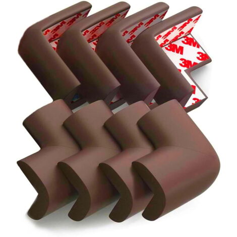Lot de 8 protections d'angle anti-collision pour meubles, protections d'angles et de bords de meubles, coussinets en mousse de caoutchouc souple, adhésif 3M, marron
