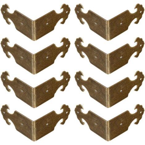 Lot de 8 protections d'angle en laiton à angle droit pour boîte à bijoux en bois et cadre photo
