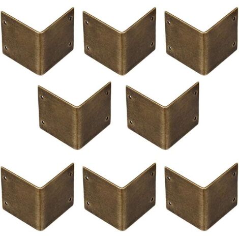 Lot de 8 protections d'angle en laiton pur à angle droit de 90 degrés en bois de camphre, protection de bord antique (30 x 30 mm)