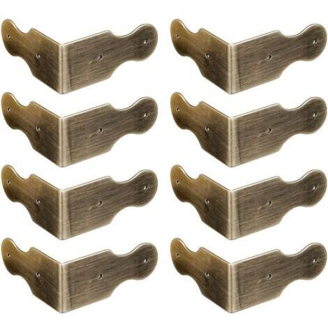 Lot de 8 protections d'angle en laiton pur pour boîte à bijoux en bois, accessoires pour cadre photo (bronze antique)