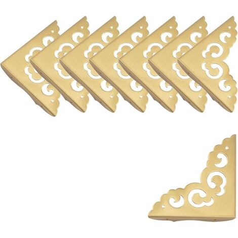 Lot de 8 protections d'angle en métal pour coins de bureau, bords décoratifs en laiton poli pour boîtes (laiton)