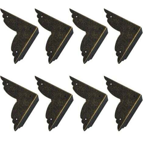 Lot de 8 protections d'angle vintage en métal pour meubles et tables (bronze)