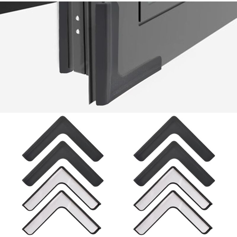 Lot de 8 protections de coin de fenêtre en forme de L autocollantes en silicone pour protéger les bords de meubles de fenêtre (noir)
