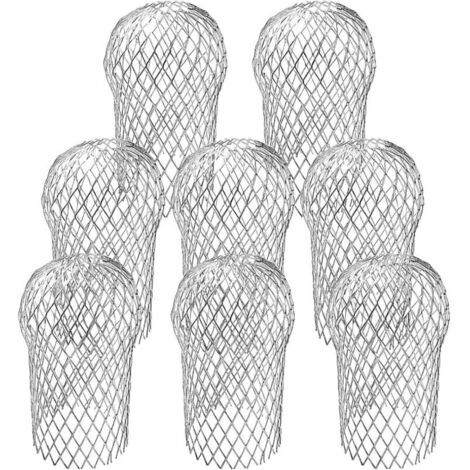 Lot de 8 protections de gouttière - Filtre-crépine extensible en aluminium de 8.8x14.5cm, protecteurs de descente de gouttière pour éviter les blocages, les feuilles et les débris