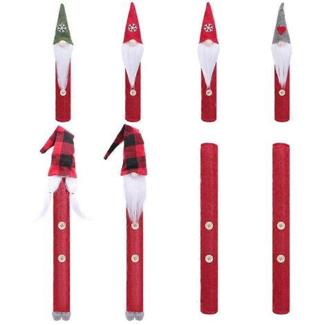 Lot de 8 protège-poignées de porte de réfrigérateur/four/micro-ondes/cuisine, motif gnome, nain, Père Noël et elfe, pour Noël.