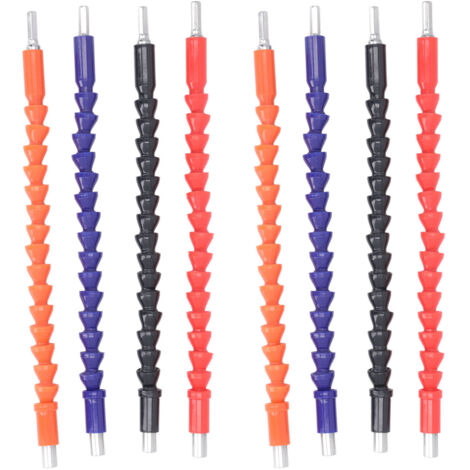 Lot de 8 rallonges de foret flexibles hexagonaux de 6,35 mm (1/4 pouce) avec tige souple, embout de tournevis pliable de 295 mm pour châssis d'ordinateur, armoires électriques et meubles-AquaForge