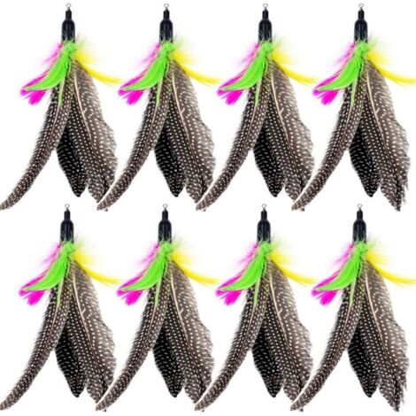 Lot de 8 recharges de plumes naturelles pour chat d'intérieur (D)