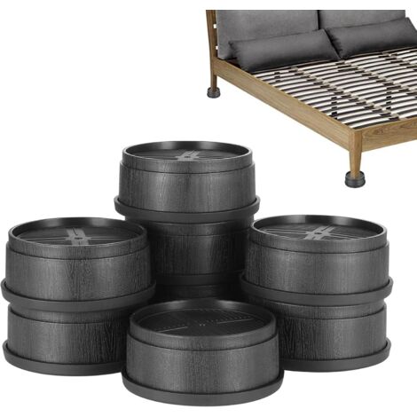 Lot de 8 Rehausseurs de Meubles Empilables - Support Antidérapant Réglable pour Table Chaise Canapé - Plastique Robuste Noir 10x10cm