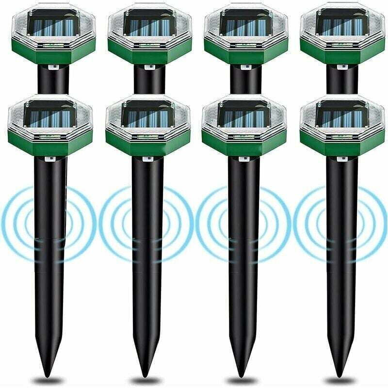 Lot de 8 répulsifs solaires à ultrasons anti-taupes Tigrezy, indice d'étanchéité IP65, utilisables dans les jardins, terrasses et pelouses pour