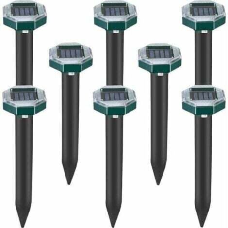 Lot de 8 répulsifs ultrasons solaires contre taupes, serpents et campagnols pour pelouse, jardin et cour, répulsif à sardines
