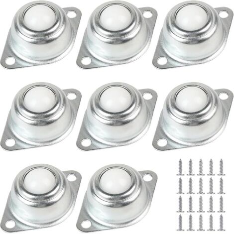 Lot de 8 roulettes à billes pour charge lourde, 16 mm, en nylon, 360 °, avec vis M3, petites roulettes pour le transport de marchandises, meubles, appareils de cuisine, machines industrielles
