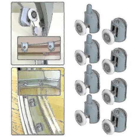 Lot de 8 roulettes de porte de douche de 25 mm, guide-rouleau pour cabine de douche en verre