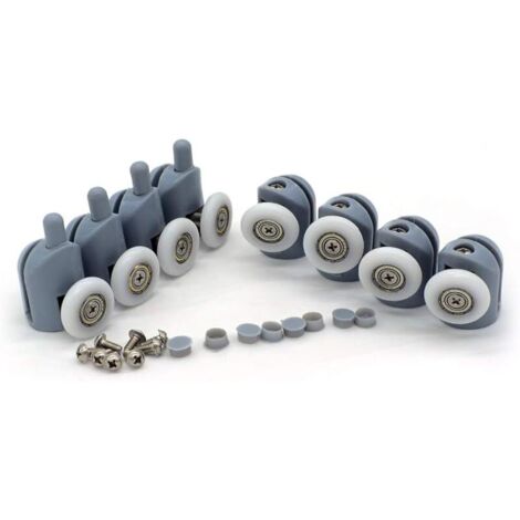 Lot de 8 roulettes de rechange pour porte de douche Gris Diamètre 20 mm