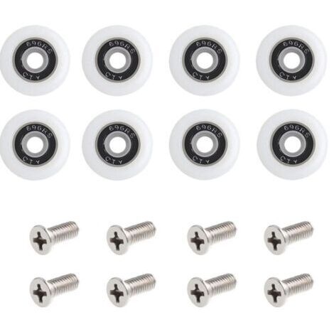 Lot de 8 roulettes pour porte de douche Avec Des Vis, 23 mm de diamètre roulettes de rechange pour porte de douche coulissante Pour cabine de douche