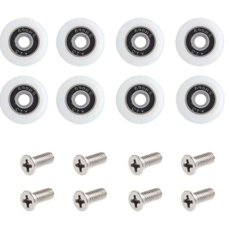 Lot de 8 roulettes pour porte de douche Avec Des Vis, 23 mm de diamètre roulettes de rechange pour porte de douche coulissante Pour cabine de douche