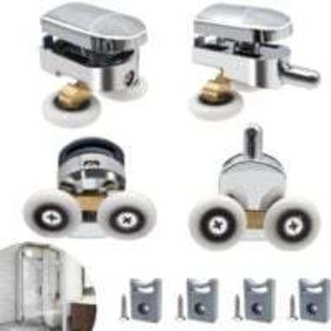 Lot de 8 roulettes pour porte de douche haut et bas de 23 mm (4 supérieurs et 4 inférieurs) (23 mm-8 pièces) (double 23 mm-8 pièces)