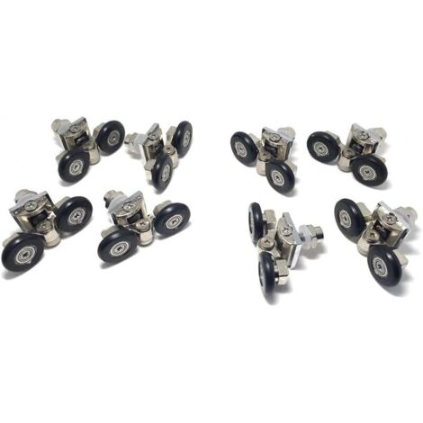 Lot de 8 roulettes pour porte de douche simple/glissières/roues/poulies Diamètre 25 mm Pièces de rechange en alliage de zinc