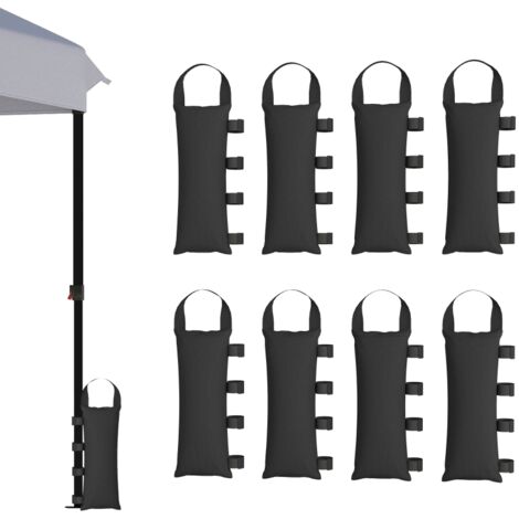 Lot de 8 Sacs de Lestage pour Tonnelle, 40 kg, Tissu Oxford 600D Résistant, Pieds de Tente, Noir