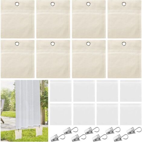 Lot de 8 sacs de poids pour rideaux extérieurs, sacs de poids portables pour tonnelle, avec pinces en métal, rideau d'extérieur, sac de sable pour pavillon, draps, cabane, gazebo, tentes