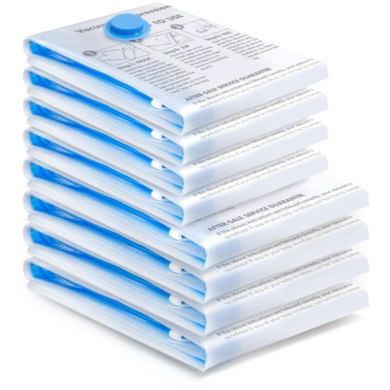 Beijiyi - Lot de 8 Sacs de Rangement Sous Vide, Sac Sous Vide Vetement Aspirateur Sac de Compression Voyages Camping Réutilisables pour Matelas,