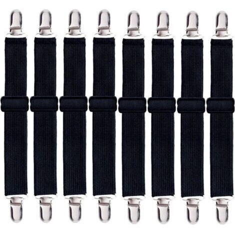 Lot de 8 sangles de drap de lit, clips de sangles de drap-housse réglables