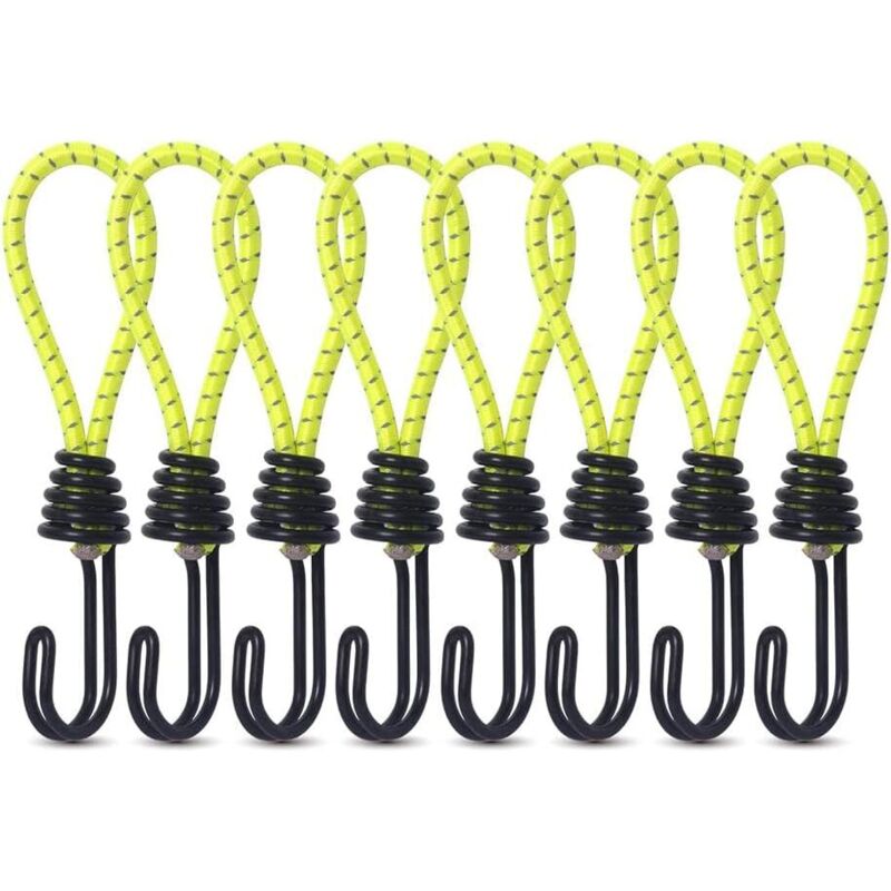 Lot de 8 sangles élastiques pour tente de camping en plein air - Sangle fixe - Crochet de corde élastique - Accessoires de camping - Corde de Lot de 8 sangles élastiques pour tente de camping en plein air - Sangle fixe - Crochet de corde élastique - Accessoires de camping - Corde de