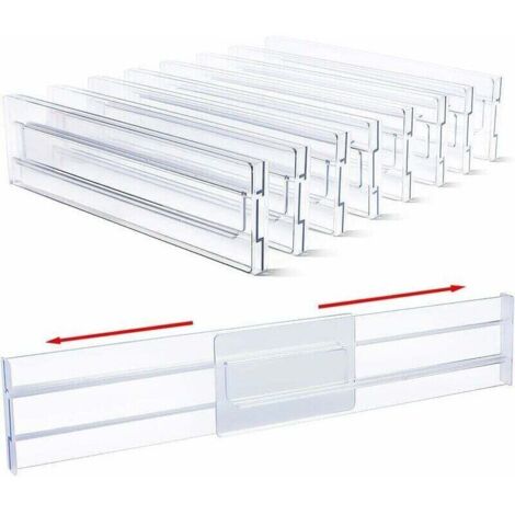 Lot de 8 Séparateurs de tiroir réglables 31-55 cm Separateur Tiroirs Reglable en Plastique Organisateurs de Tiroir Rangement de tiroir Organiseurs pour Tiroir de Bureau Cuisine Commode