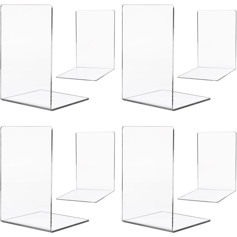 Lot de 8 Serres Livres, Serre-Livres en Acrylique Transparent, pour Enfant, Bureau, Salon et Salle D'étude, École, Librairie et Bibliothèque,