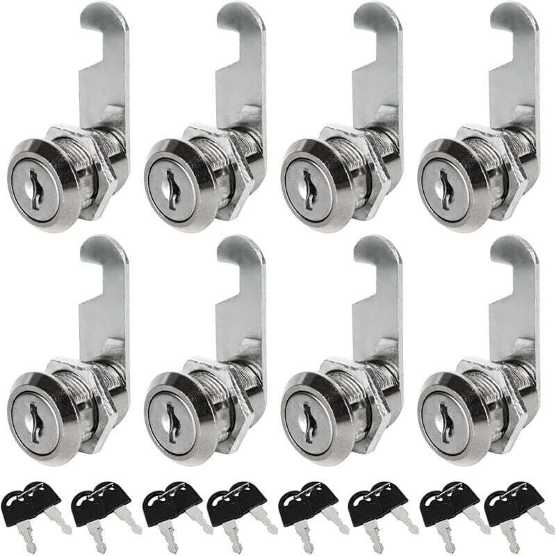 Lot de 8 serrures boîte aux lettres 30mm – Alliage de zinc – 16 clés universelles – Pour tiroirs et armoires – Installation rapide