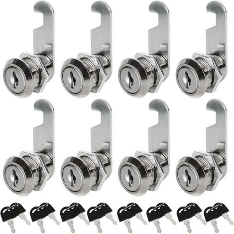 Lot de 8 serrures boîte aux lettres 30mm – Alliage de zinc – 16 clés universelles – Pour tiroirs et armoires – Installation rapide