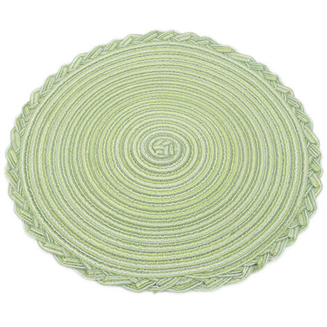 Lot de 8 Sets de Table Ronds - Lavables - Style bohème - Résistants à la Chaleur - Jaune-vert- 38 cm