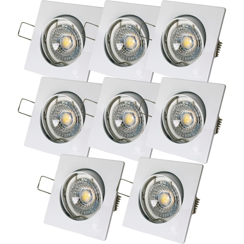Lampesecoenergie - Lot de 8 Spot led carré blanc 230v 38° blanc chaud