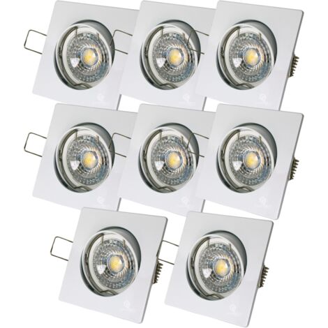 Lot de 8 Spot led carré blanc 230v 38° blanc chaud