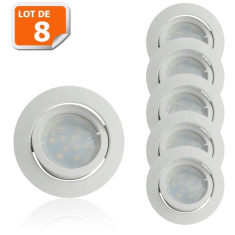 Lot de 8 Spot Led Encastrable Complete Blanc Orientable lumière Blanc Neutre eq. 50W ref.888