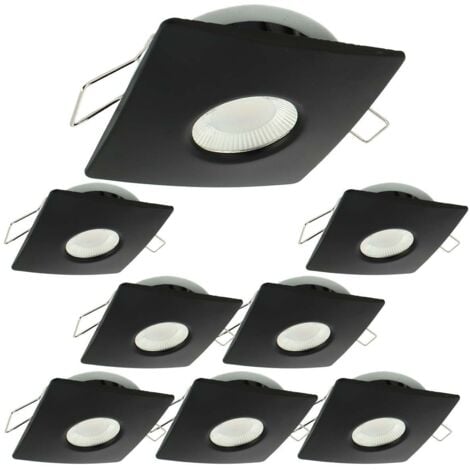 Lot de 8 Spots Encastrables LED 8W MILAN CCT IP65 IK07 Collerette Carrée Noire avec Transformateur Dimmable