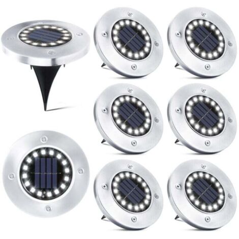 Lot de 8 spots solaires encastrables 16 LED – Autonomie 10h – Étanchéité IP65 – Acier inoxydable et PP – Pour éclairage extérieur jardin - rieur-8